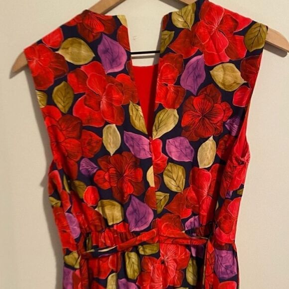 DYVNA Red Green Floral Silk Maxi Dress NWT Small $495 - Picture 4 of 9